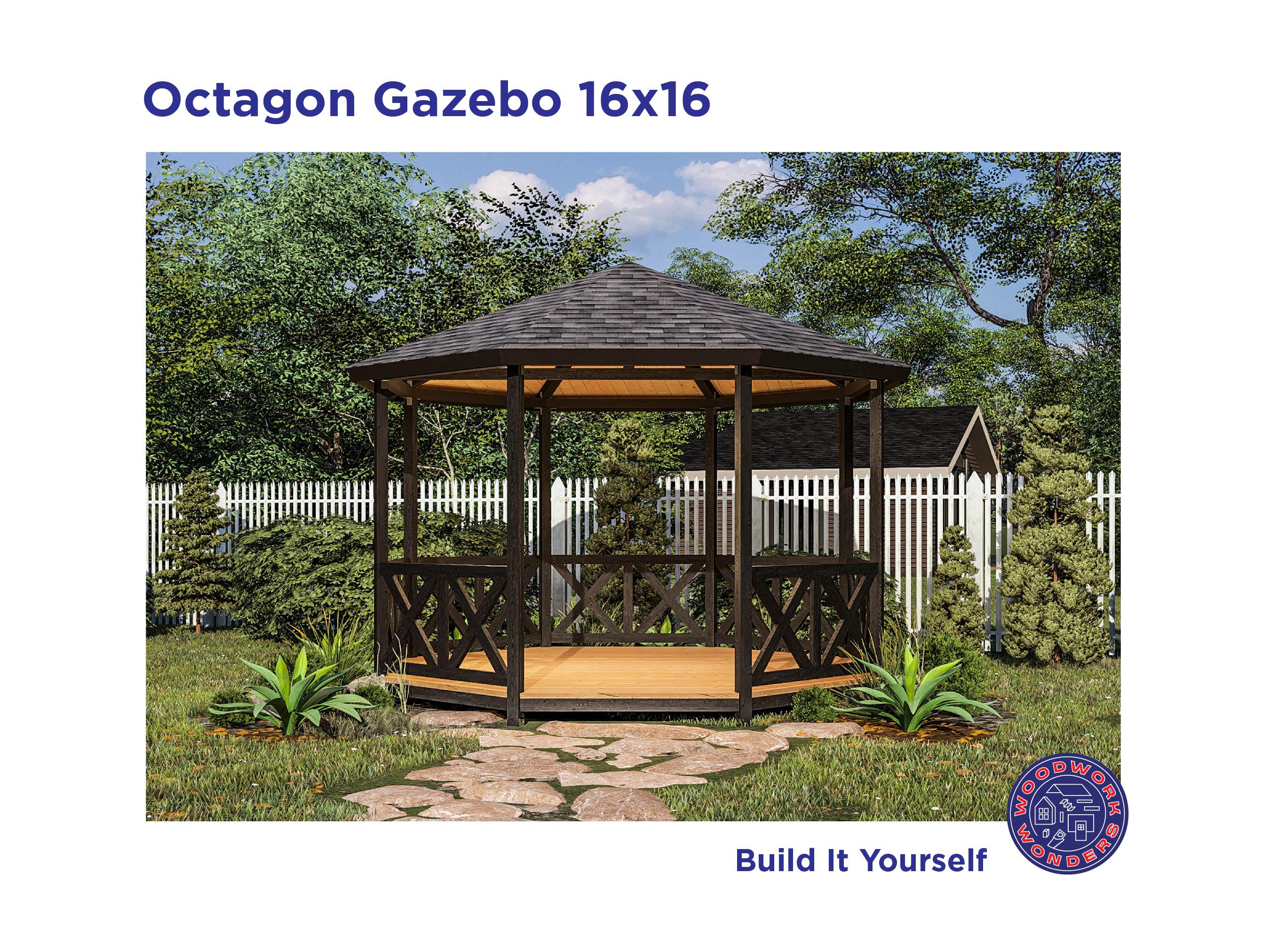 14x14 Octagon Gazebo DIY Build Plans – Garden Gazebo Blueprint (PDF) - Etsy