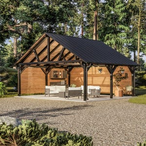 20x24 Wood Pavilion DIY Plans: Gable Roof Blueprint with Material & Cut List