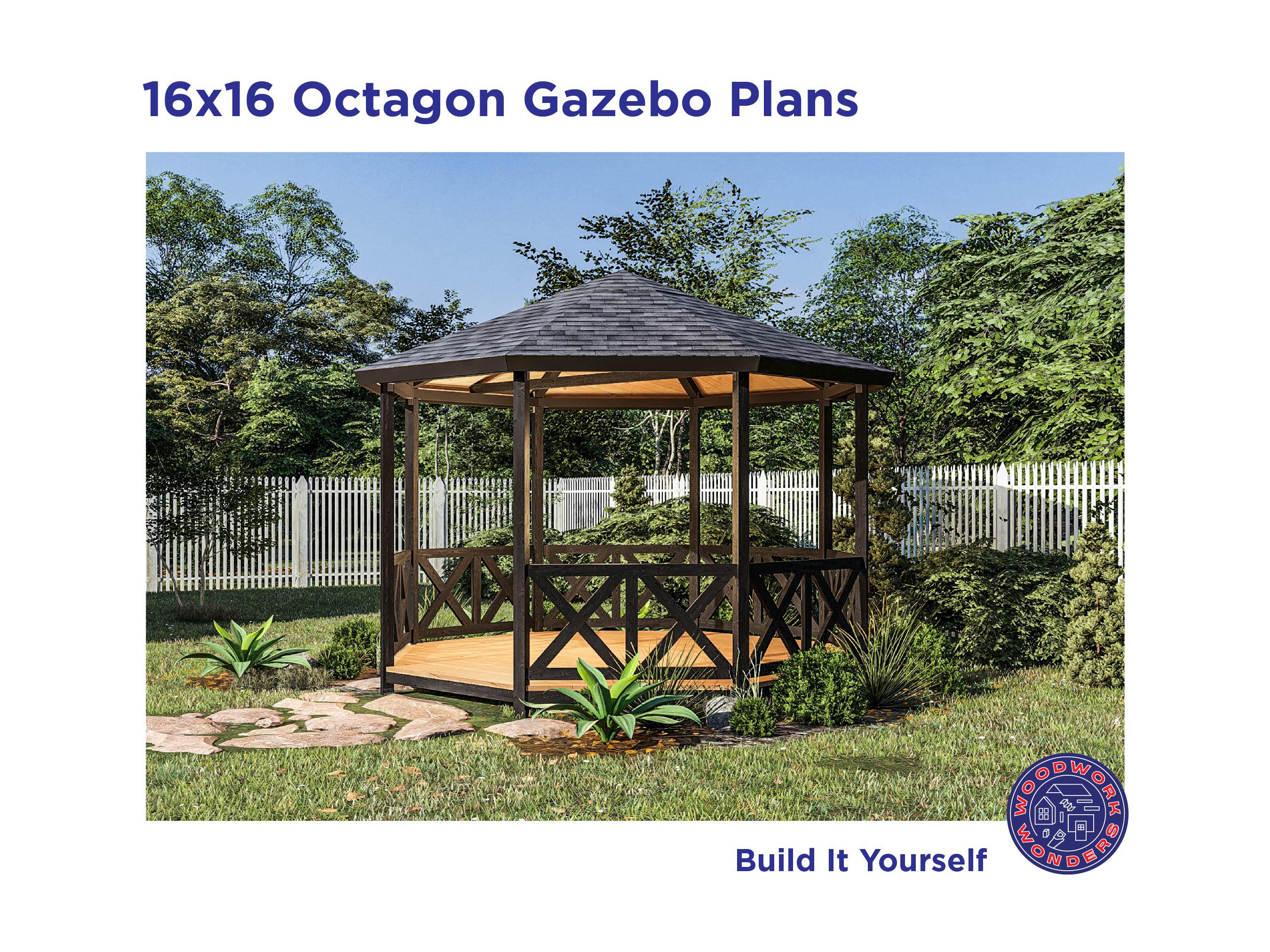 14x14 Octagon Gazebo DIY Build Plans – Garden Gazebo Blueprint (PDF) - Etsy