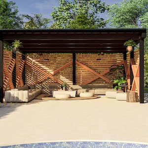 Wood Pavilion 22x 22 DIY plans  / DIY building plans - Detailed Blueprints