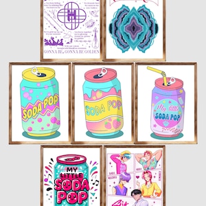 Huntrix Saja Boys Poster, My Little Soda Pop Cute Anime Wall Art, Canvas Home Decor Gift for K-Pop Fan, Soda Pop Poster