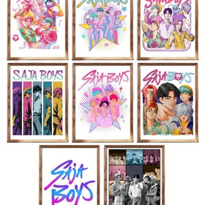 Saja Boys K-Pop Poster, Anime Style Boy Group Wall Art, Anime Posters, Canvas Print, Demon Hunters, Wall Decor for K-Pop Fans, Poster Gift