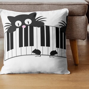 Cat pillow, Meowzart Pillow, Fun Decorative Cushion for Cat Lovers, Music Room Decor, Gifts for Cat Owners, Cozy Home Accent