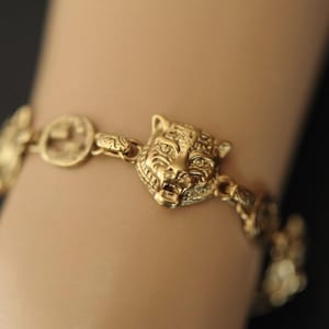 Vintage Tiger Bracelet, Dark gold tiger G bracelet
