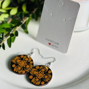 Mandala Handmade Earrings – Boho Lightweight Dangle Jewelry, Hand-Painted Statement Gift for Her