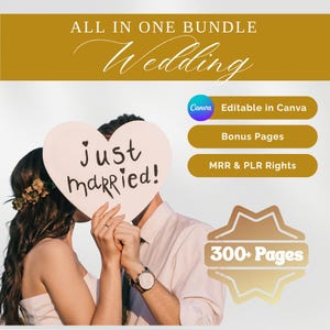 Wedding Planner Bundle: 300+ Canva Templates, Itinerary, Games (MRR & PLR Digital Download