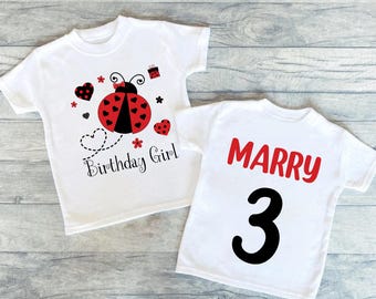 Girls Ladybug Birthday Shirt | Any Age Birthday Shirt | Girls Birthday Shirt | Birthday Girl Tee | Bug Birthday Shirt