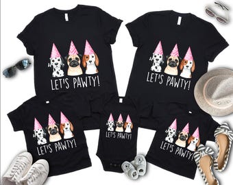 Let's Pawty Puppy birthday shirt, Puppy birthday party, girl birthday shirt, dog party shirt, toddler birthday, Matching Family Shirts