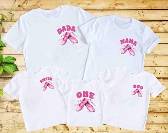 Ballerina Birthday Shirt, Balerina Mama Shirt, Ballet Theme Party, Family Matching Ballet Shirts, Custom Coquette Ballerina Name Shirt