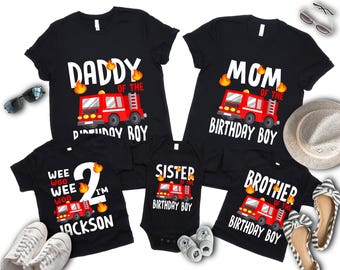 Wee Woo I'm Two Fire Truck Toddler Shirt - Cute Future Firefighter 2nd Birthday Tee - Fire Engine Birthday Theme - matching family Shirts
