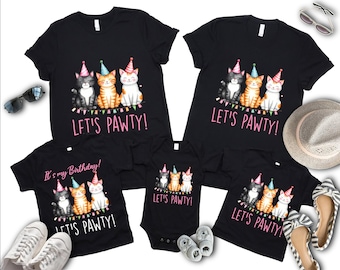 Let's Pawty Cat birthday shirt, Kitty birthday party, girl birthday shirt, Cat party shirt, toddler birthday, Matching Family Shirts