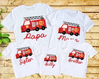 Fire Truck Birthday Shirt, Boy Birthday Shirt, Fire Engine Party, Truck Birthday Shirt, Custom, Toddler Romper, Vehicle Birthday Shirt