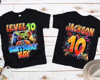 Custom Gamer Birthday Shirt, Gaming Birthday TShirt, Video Game Birthday Party Shirt, Personalized Birthday Shirt, Custom Level Age Shirt