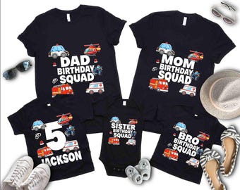 Emergency Rescue Vehicles Toddler Shirt - Police Car, Fire Truck, Ambulance - Boho Natural Kids Shirts