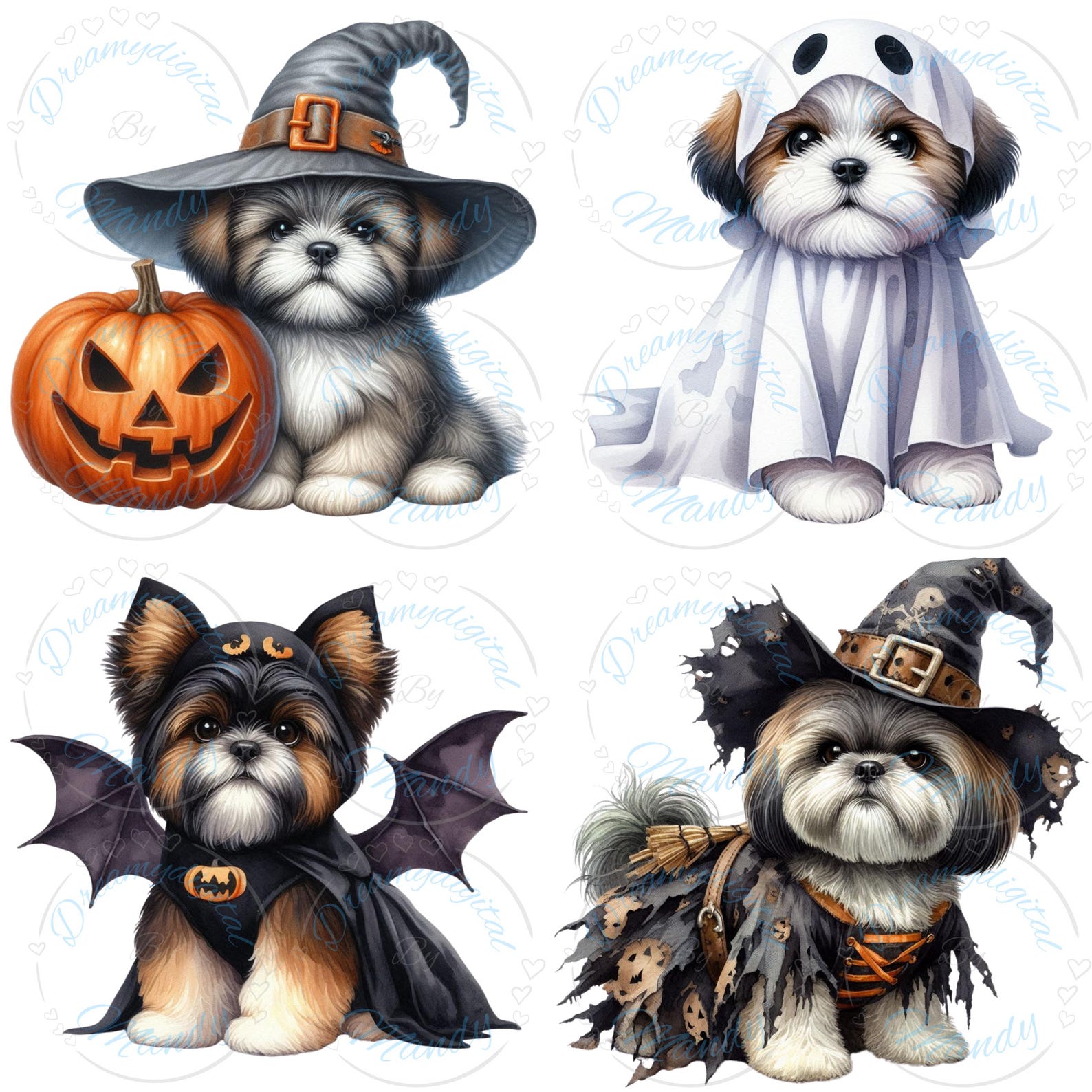 20 Shih Tzu Halloween Clipart | Halloween Dog Clipart | Cute Shih Tzu ...