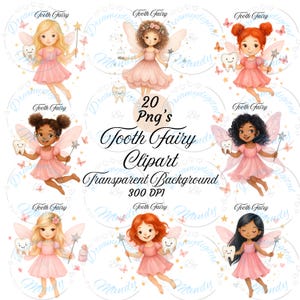 20 cliparts fée des dents, dent perdue, première dent, fée des dents pour filles, clipart numérique pour travaux manuels et projets, fichiers PNG, téléchargement immédiat