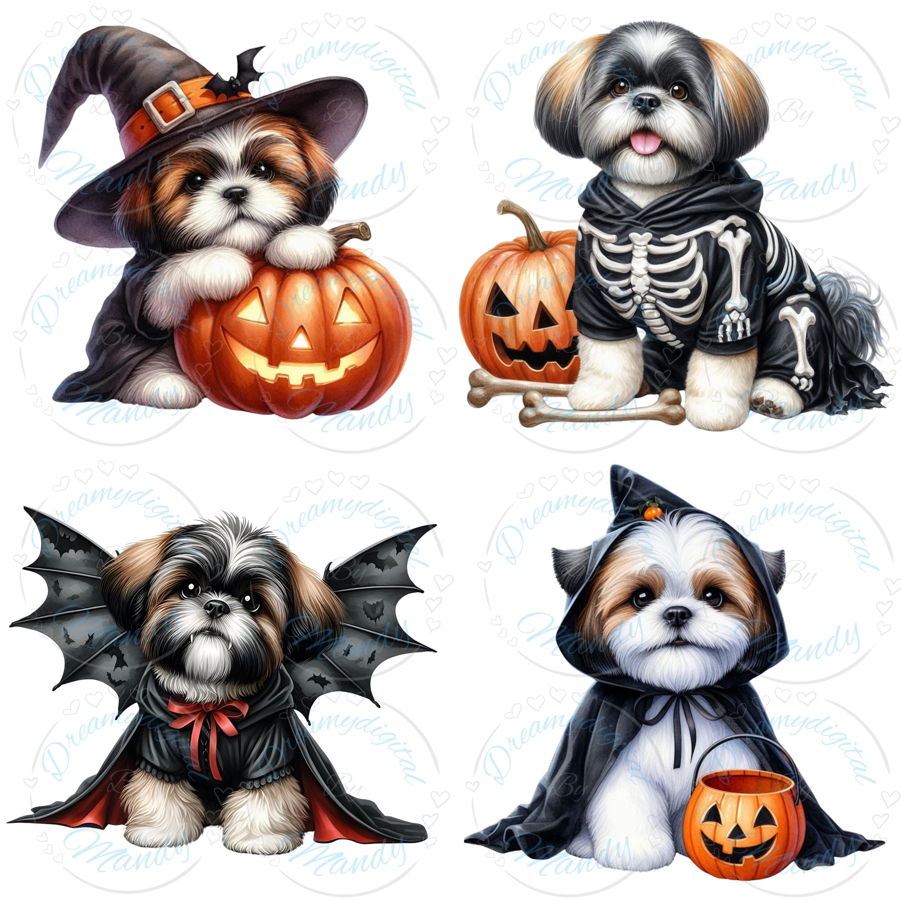20 Shih Tzu Halloween Clipart | Halloween Dog Clipart | Cute Shih Tzu ...