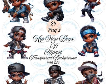 24 Hip Hop Chibi Boys Clipart V1, Cute Chibi Boy PNG, Black Boy Clipart, Chibi Doll Clipart, Afro American Boy Clipart, instant download