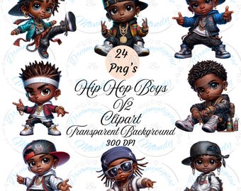 24 Hip Hop Chibi Boys Clipart V2, Cute Chibi Boy PNG, Black Boy Clipart, Chibi Doll Clipart, Afro American Boy Clipart, instant download