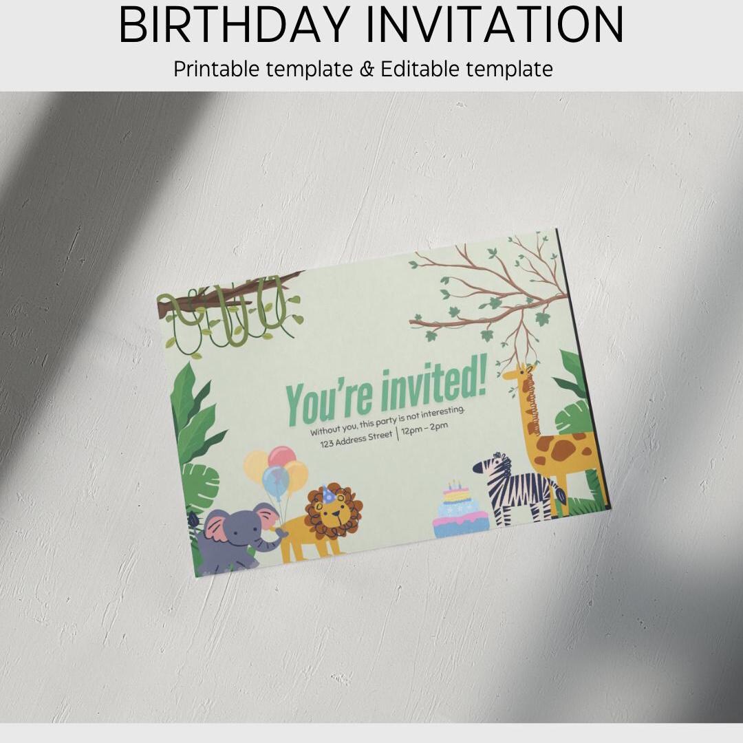 Editable Zoo Animals Birthday Invitation Kids Toddlers Birthday Party ...