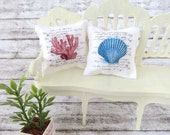 Dollhouse nautical cushions in 1 inch scale