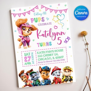 Printable Paw-ty Editable Invitation, puppies Birthday Invite boy girl, puppy party, Instant Download, paw kids Birthday Invite template