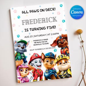 Afdrukbare Paw-ty bewerkbare uitnodiging, puppy's verjaardagsuitnodiging jongen meisje, puppyfeest, direct downloaden, paw kinderen verjaardagsuitnodiging sjabloon