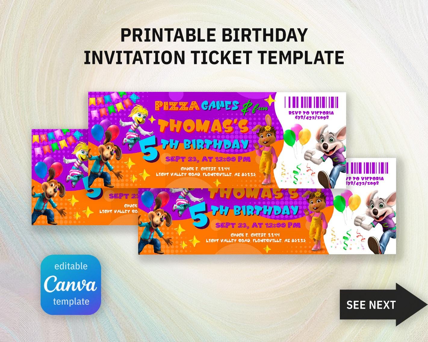 Chuck e cheese tickets - Etsy 日本