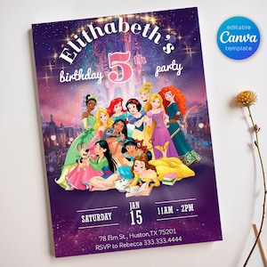 Princess birthday invitation, girl editable invite template, printable Castle invitation, Once Upon A Time Royal Party, instant download