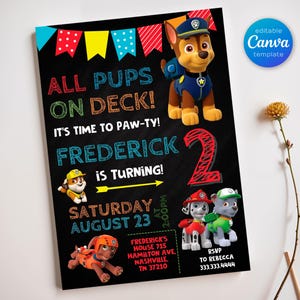 Printable Paw-ty Editable Invitation, puppies Birthday Invite boy girl, puppy party, Instant Download, paw kids Birthday Invite template