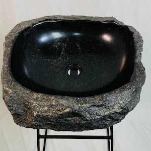 Lavabo de granito: lavabo de piedra natural hecho a mano, lavabo de baño exclusivo, diseño de granito duradero, lavabo elegante - Classic Interiors