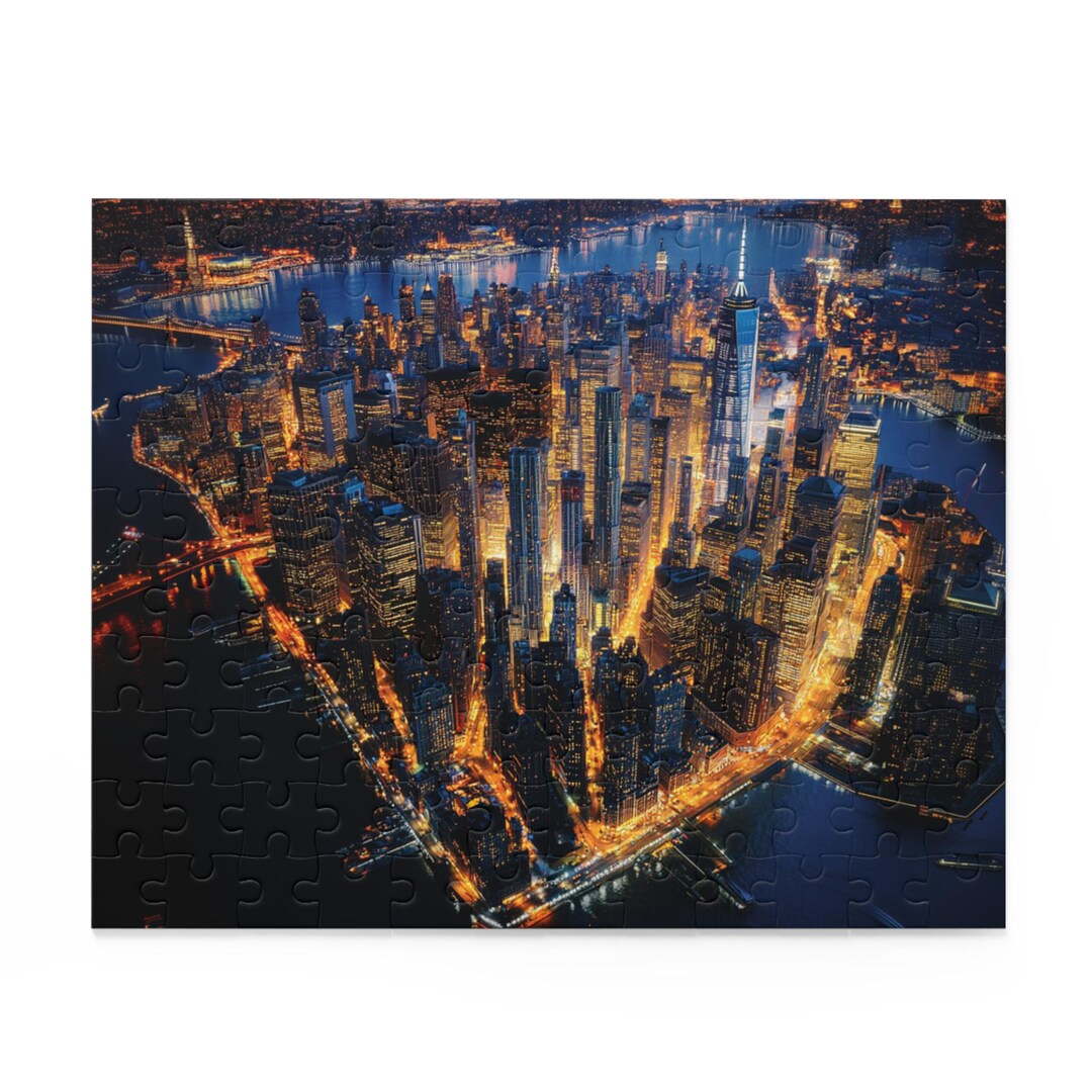 Puzzle, New York City Skyline at Night Jigsaw Puzzle - 120, 252, 500 ...