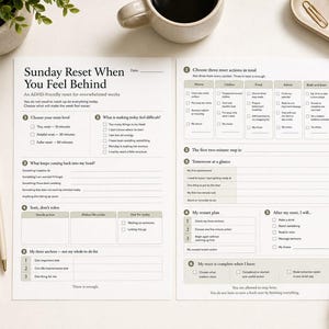 Sunday Reset Checklist, ADHD Friendly Weekly Planner, Printable Home and Self-Care Routine image 2