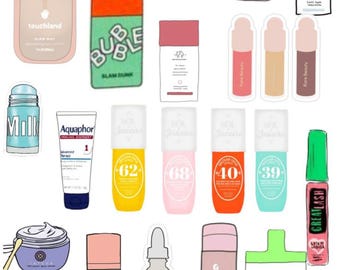 Skincare Fridge Stickers, Beauty Planner Decals
