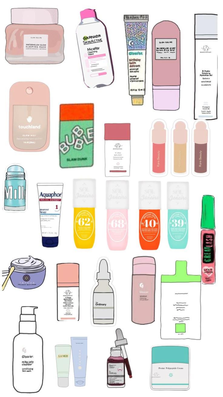 Stickers mini frigo soin de la peau maquillage