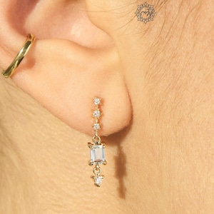 Aquamarine Drop Earrings, Dainty Gold Aquamarine Jewelry, March Birthstone Earrings, Bridal Jewellery,Chrismas Gift for her, Bridesmaid Gift