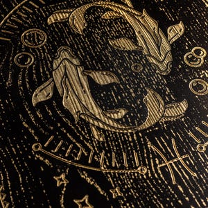 Decoración de pared de madera con horóscopo, obra de arte del signo zodiacal Piscis, diseño artesanal para el hogar, obra de arte de calidad, colgante de pared con horóscopo, regalo astrológico