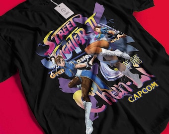 Camiseta retro de videojuegos, camiseta unisex de anime vintage Waifu, Chun Li SF2, Akuma, Fatal Fury, KOF, Mai, King of Fighters, KOF2002, Terry Bpgard y Camille