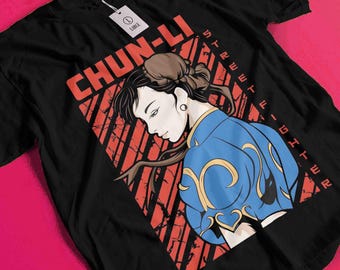 Camiseta retro de videojuegos, camiseta unisex de anime vintage Waifu, Chun Li SF2, Akuma, Fatal Fury, KOF, Mai, King of Fighters, KOF2002, Terry Bpgard y Camille