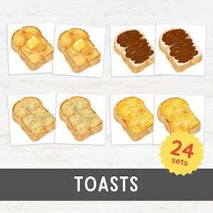 24 TOASTS Picture Matching Puzzles | Memory Games for Toddler Activity Resources | Matching Game for Visual Skills | Montessori Inspired