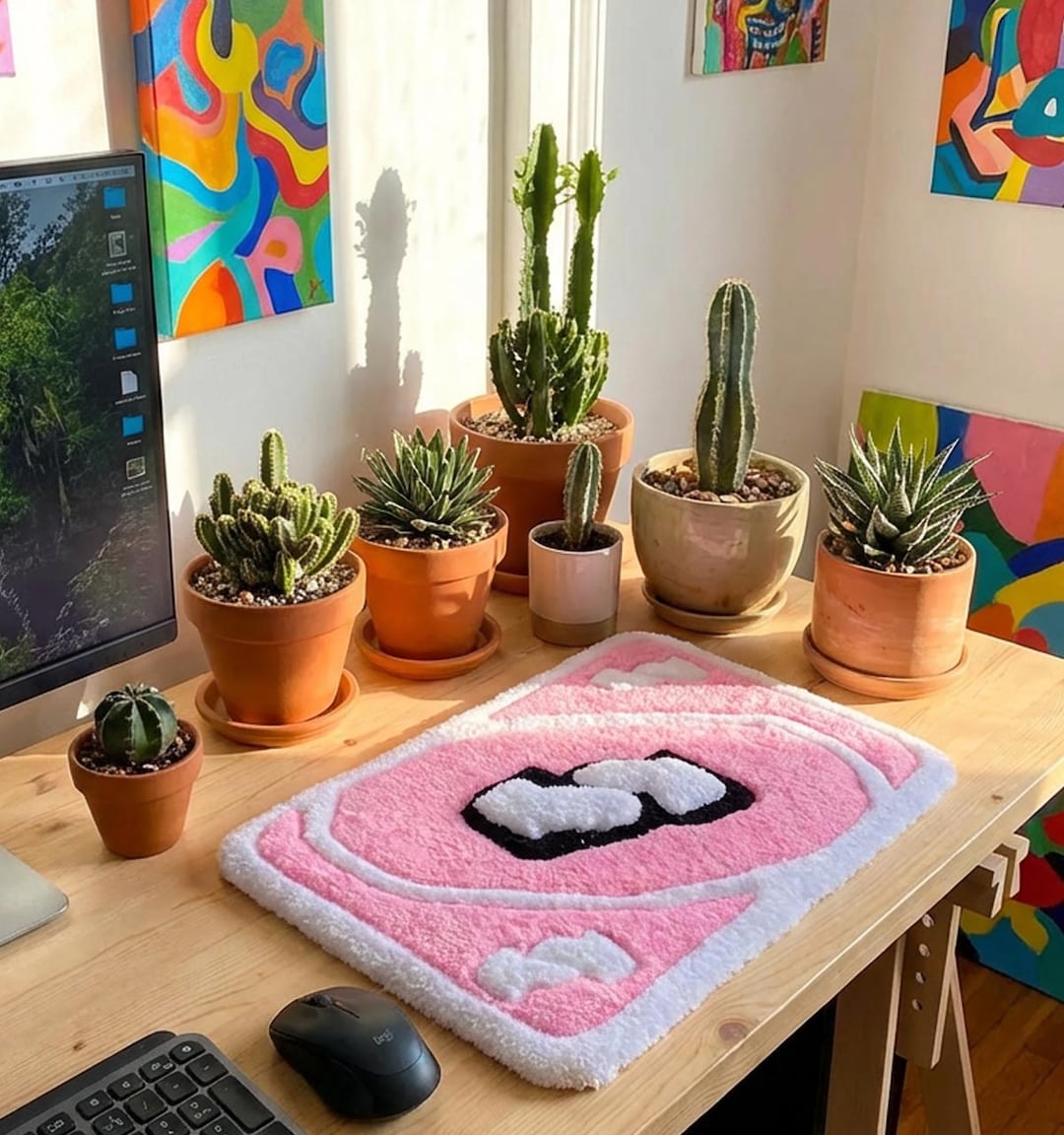 Uno Pink Rug Pink Reverse Card Rug – Handmade Tufted Mat Inspired by UNO | Gamer ...
