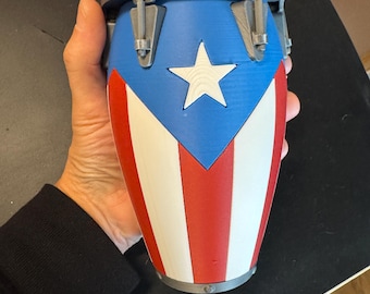 Puerto Rico Flag Conga Drum Can Koozie – 3D Printed for 12oz & 16oz Cans