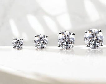 Pendientes de moissanita para mujer: plata de ley 925, oro de 14 quilates, pendientes con cierre de rosca, joyas de boda brillantes, regalo para ella