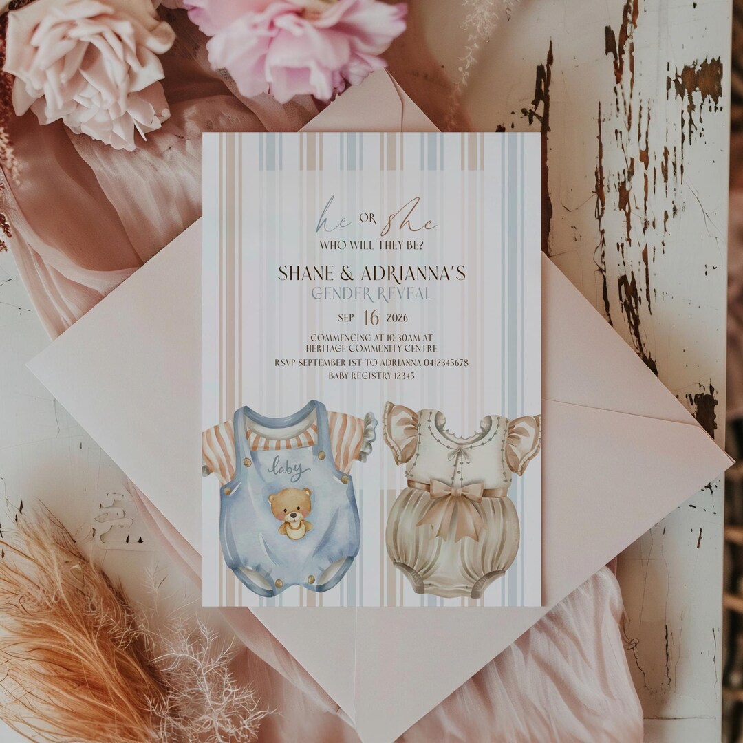 Gender Reveal Invite Template | He or She Who Will They Be | Editable ...
