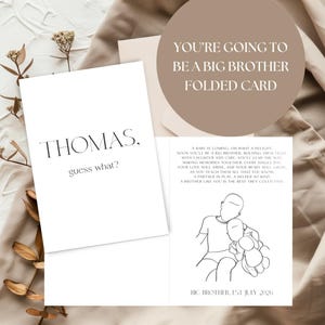 Você vai ser um irmão mais velho, Cartão dobrado do Big Brother, Presente personalizado, Carta para um irmão mais velho, Pedido de casamento do Big Brother, Lembrança de bebê