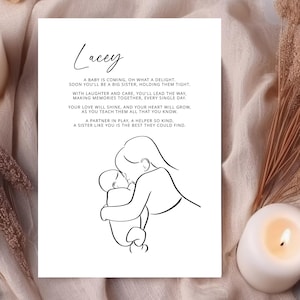 Carta de recuerdo para una hermana mayor, serás hermana mayor, viene un bebé en camino, carta especial para un hermano mayor, abrazos de hermana