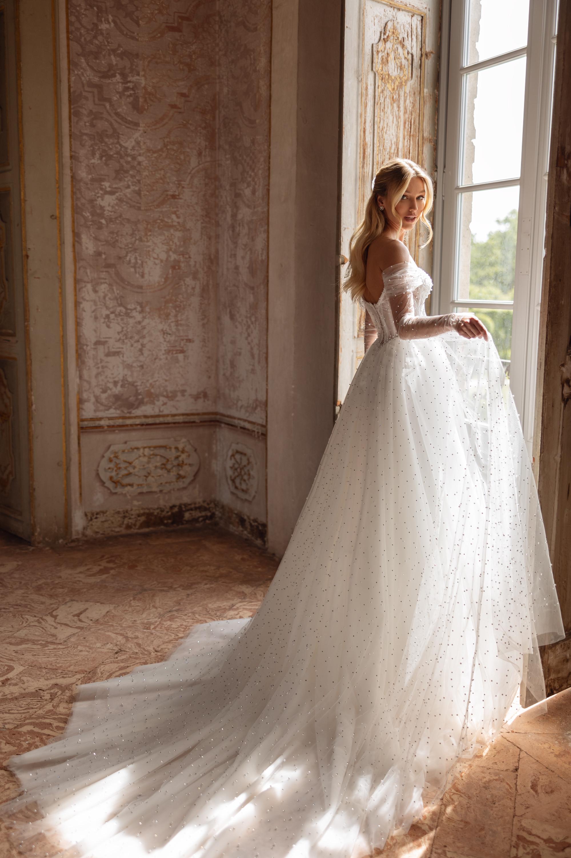Off-shoulder Beaded Corset Wedding Gown, Pearl Crystal A-line Bridal Dress  - Etsy