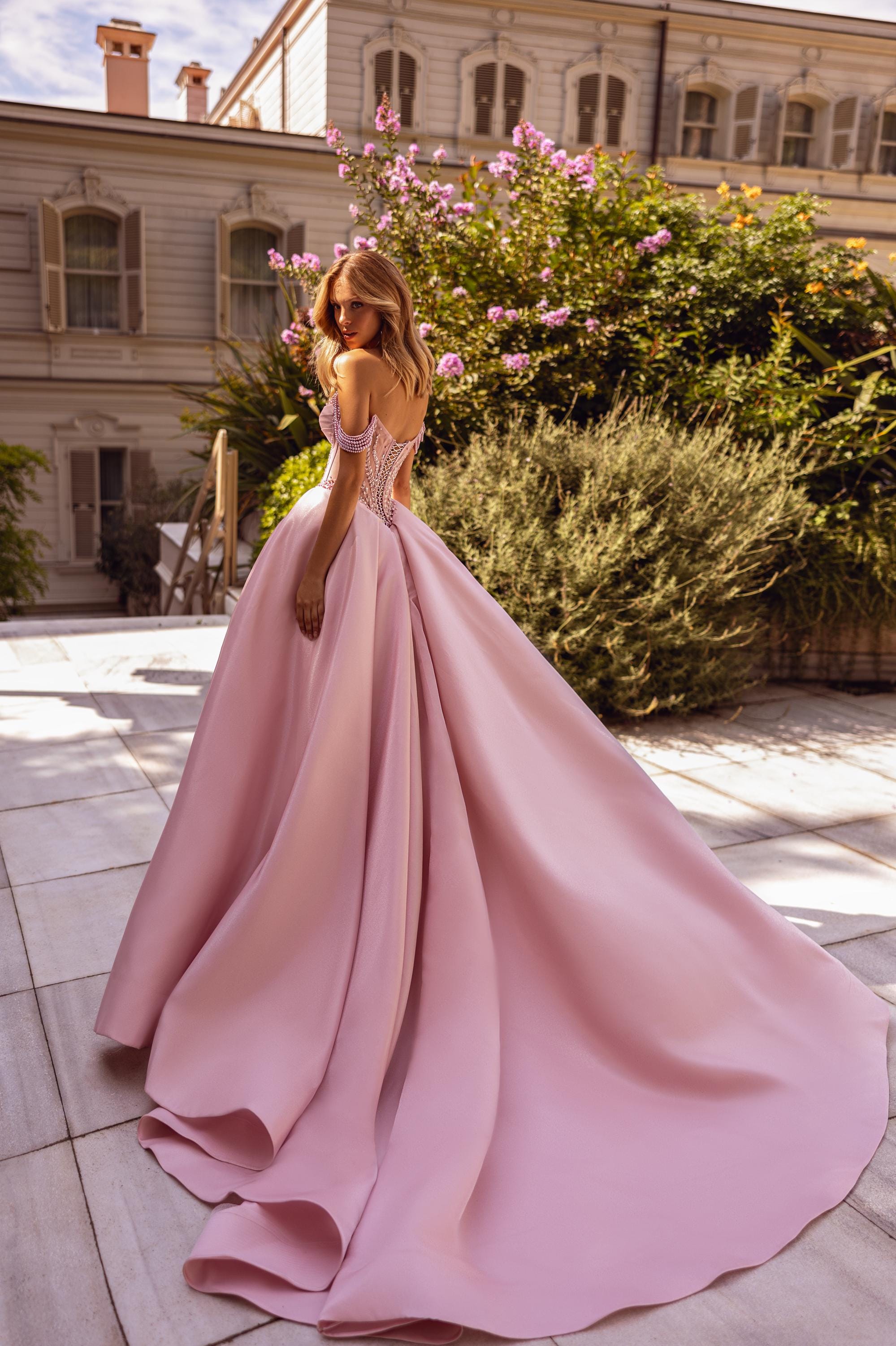 pretty engagement dresses Ice Blue Chiffon High Slit Long Engagement Dress
