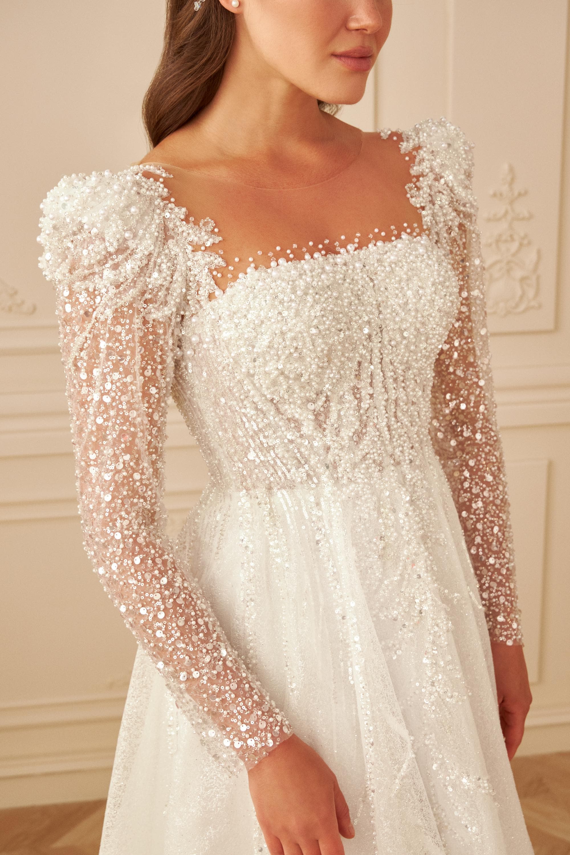 puffy wedding dress with lace sleeves Vintage Boho Lace Wedding Dress Puffy Sleeves  Lisposa