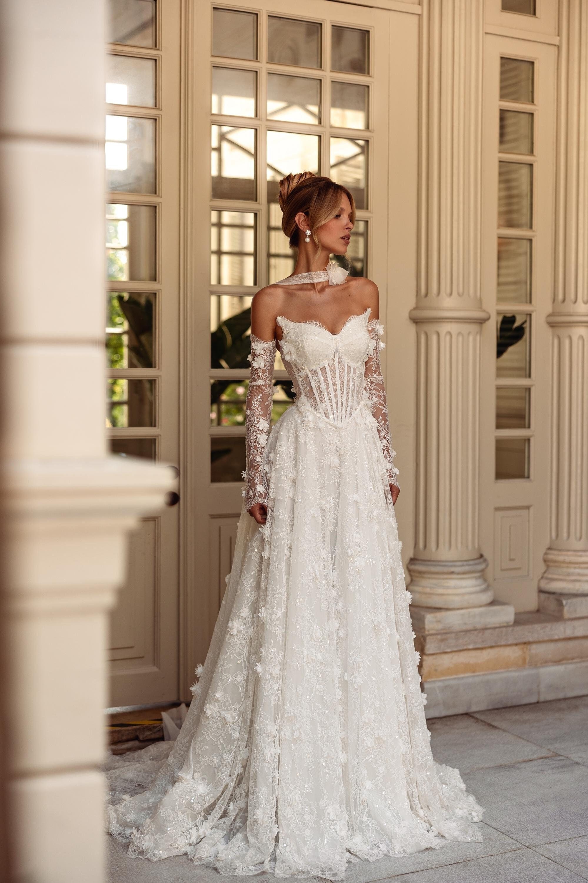 ディズニープリンセスのベビーグッズも大集合 Floral 3D Dress, Wedding A-line Vagzalli Lace Gown A-line Clothing